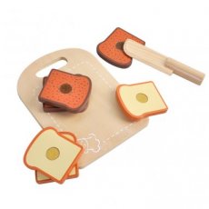 MamaMemo Kitchen Wooden toys Cutting bread with cutting board