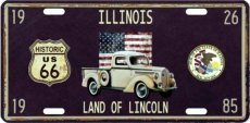 000.002.061 Metal License Plate Historic Road 66 - collector Illinois