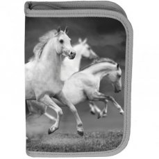 000.000.399 Animal Pictures White Horses filled pencil case