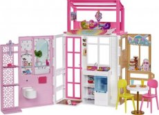 Maison de poupée Barbie à 2 étages, pliable et portable.  Laissez libre cours à votre imagination dans cette maison de poupée Barbie à 360 degrés avec