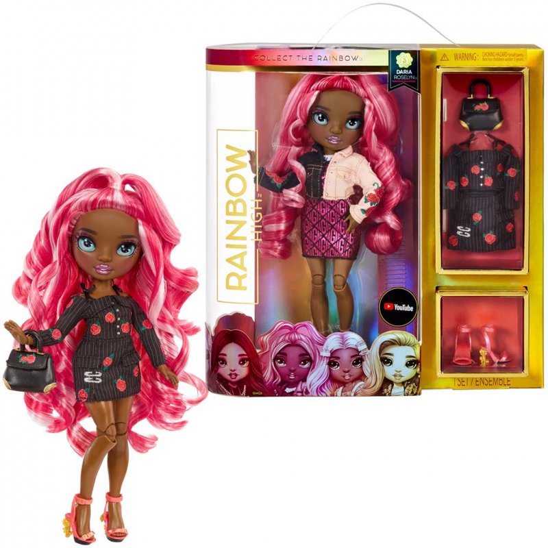 Rainbow High Series 3 Daria Roselyn Fashion Doll – Rose (Pinkish Red) with  2 Designer Outfits to Mix & Match with Accessories, Gift for Kids and